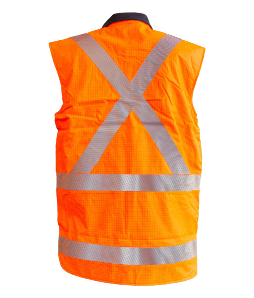 801056 Esko Essentials Hi-Vis Flame Retardant/Anti-Static TTMC-W22 Day/Night Reversible Vest, Orange/Navy, Sizes S to 8XL