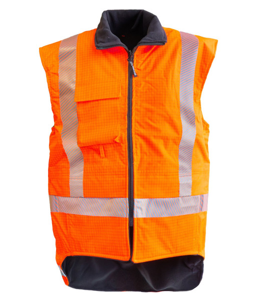 801056 Esko Essentials Hi-Vis Flame Retardant/Anti-Static TTMC-W22 Day/Night Reversible Vest, Orange/Navy, Sizes S to 8XL