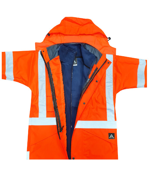 801161 Safe-T-Tec Essentials Waterproof Fleece Lined TTMC-W22 Day/Night Jacket, Orange, Sizes S to 8XL