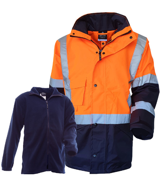801162 hi vis orange navy jacket and fleece