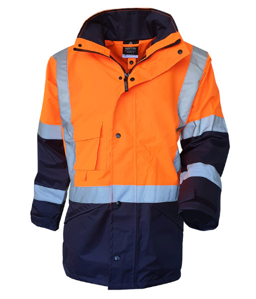 801162 hi vis orange navy jacket front