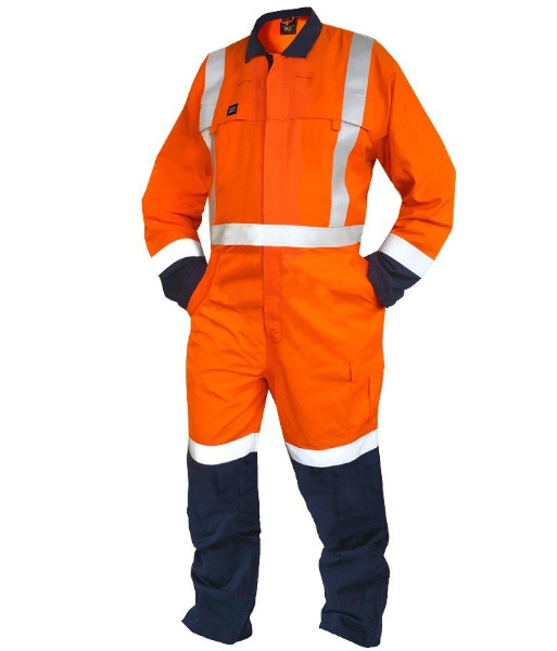 850049 Safe-T-Tec Flame Retardant 11cal TTMC-W22 Day/Night 240gsm Overalls, Orange/Navy, Sizes 4 to 16