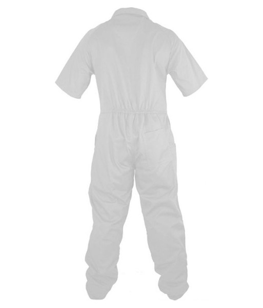 PCO3010 Caution Polycotton Short Sleeve Zip Overall, White, Sizes 3 to 18