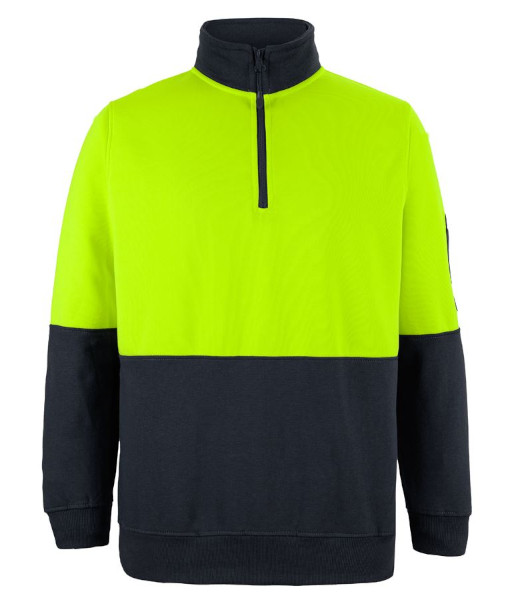 6HVFH JB’s Hi-Vis Day Only Half Zip Fleecy, Lime/Black, Sizes 2XS to 5XL