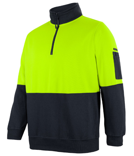6HVFH JB’s Hi-Vis Day Only Half Zip Fleecy, Lime/Black, Sizes 2XS to 5XL