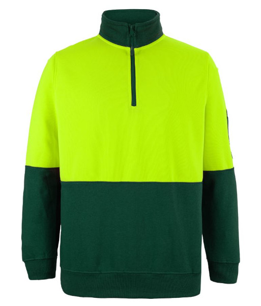 6HVFH JB’s Hi-Vis Day Only Half Zip Fleecy, Lime/Bottle, Sizes 2XS to 5XL