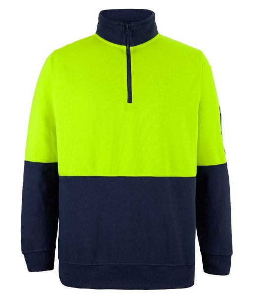 6HVFH JB’s Hi-Vis Day Only Half Zip Fleecy, Lime/Navy, Sizes 2XS to 6XL/7XL