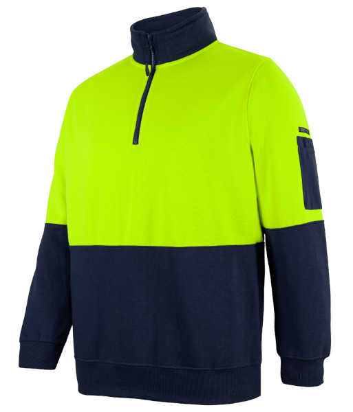 6HVFH JB’s Hi-Vis Day Only Half Zip Fleecy, Lime/Navy, Sizes 2XS to 6XL/7XL