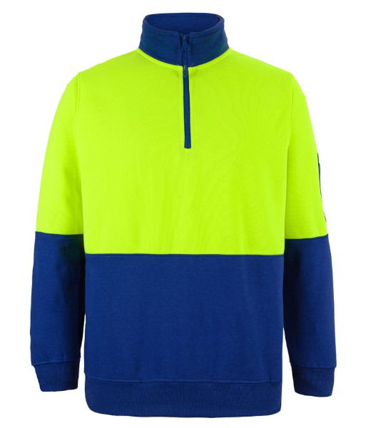 6HVFH JB’s Hi-Vis Day Only Half Zip Fleecy, Lime/Royal, Sizes S to 5XL