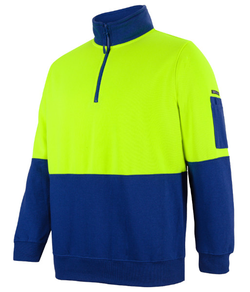6HVFH JB’s Hi-Vis Day Only Half Zip Fleecy, Lime/Royal, Sizes S to 5XL