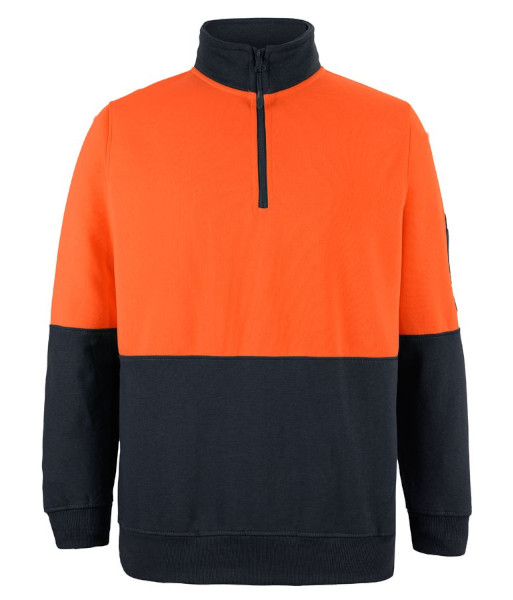 6HVFH JB’s Hi-Vis Day Only Half Zip Fleecy, Orange/Black, Sizes 2XS to 5XL