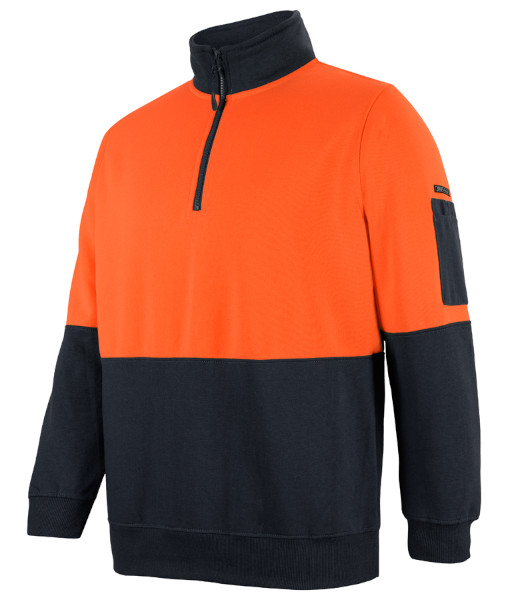 6HVFH JB’s Hi-Vis Day Only Half Zip Fleecy, Orange/Black, Sizes 2XS to 5XL