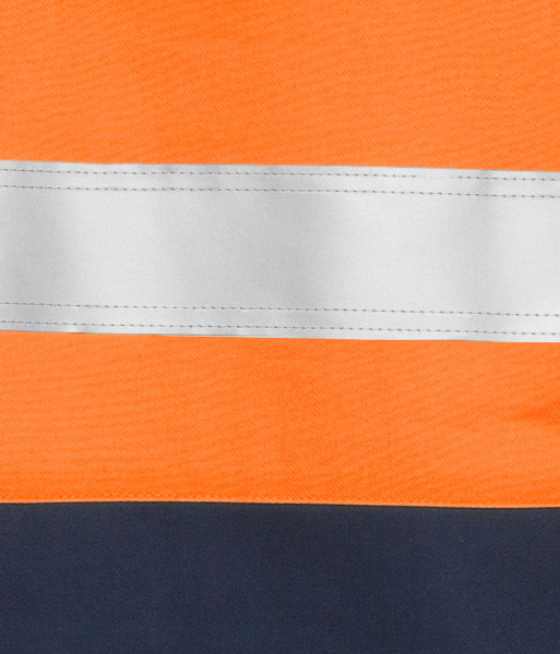6HWCF JB’s Hi Vis Day/Night Long Sleeve 190g Cotton Close Front Work Shirt, Orange/Navy, Sizes XS to 6XL/7XL
