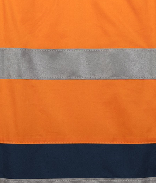 6HWCS JB’s Hi Vis Day/Night Long Sleeve 150g Cotton Close Front Work Shirt, Orange/Navy, Sizes XS to 5XL