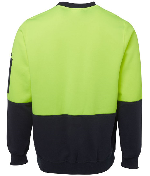 6HVCN JB’s Hi Vis Day Only Fleecy Crew, Lime/Navy, Sizes 2XS to 5XL