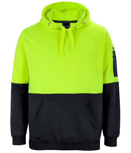 6HVPH JB’s Hi-Vis Day Only Pull Over Hoodie, Lime/Black, Sizes XS to 5XL