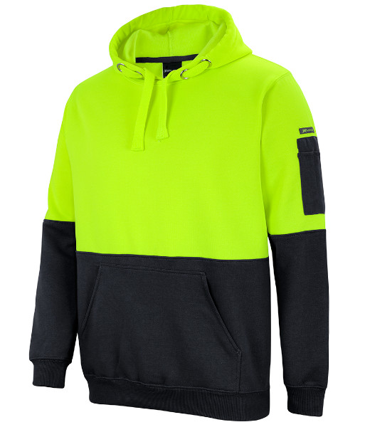 6HVPH JB’s Hi-Vis Day Only Pull Over Hoodie, Lime/Black, Sizes XS to 5XL