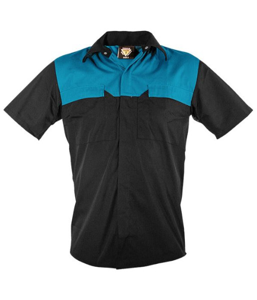 PCS2000 Caution Polycotton Short Sleeve Shirt, Black/Blue, Sizes XS to 7XL