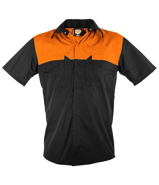 PCS2000 Caution Polycotton Short Sleeve Shirt, Black/Orange, Sizes XS to 7XL