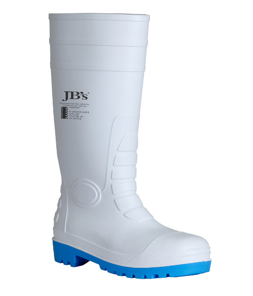 9G1 JB’s Steel Toe Cap & Steel Plate Safety Gumboots (Food Grade Safety), White, Sizes 3 to 14