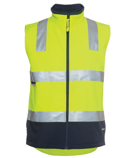 6D4LK JB’s Hi Vis Day/Night Softshell Vest, Lime/Navy, Sizes XS to 5XL