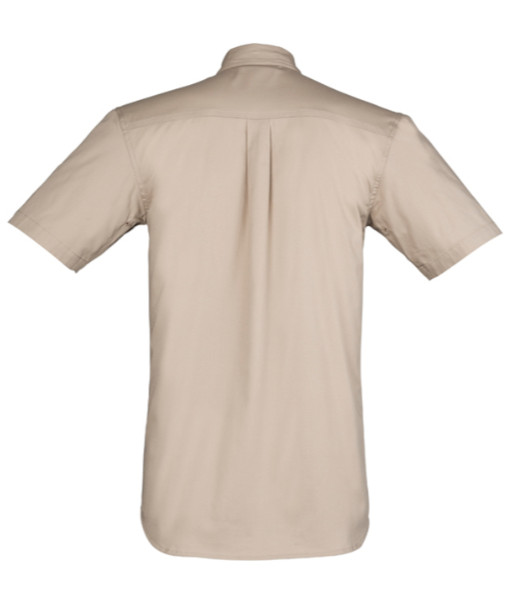 ZW120 Syzmik Mens Lightweight Tradie Short Sleeve Shirt, Sand, Sizes S to 7XL
