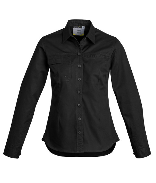 ZWL121 Syzmik Womens Lightweight Tradie Long Sleeve Shirt, Black, Sizes 8 to 24