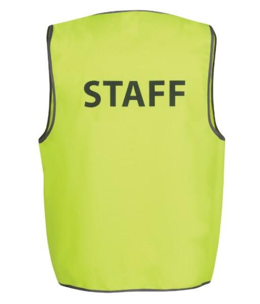 6HVS6 JB’s Hi Vis Day Only ‘STAFF’ Safety Vest, Lime, Sizes S to 5XL