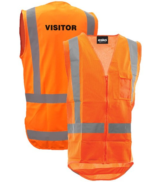 AVEST307 Esko Hi Vis Day/Night Visitor Vest, Orange, Sizes S to 8XL