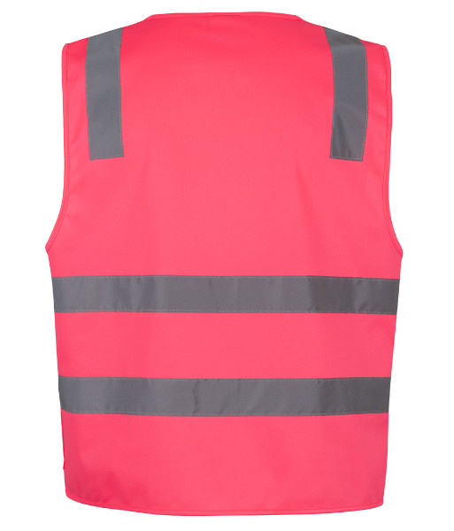 6DNSZ JB’s Hi Vis Day/Night Zip Safety Vest, Pink, Sizes 2XS to 5XL