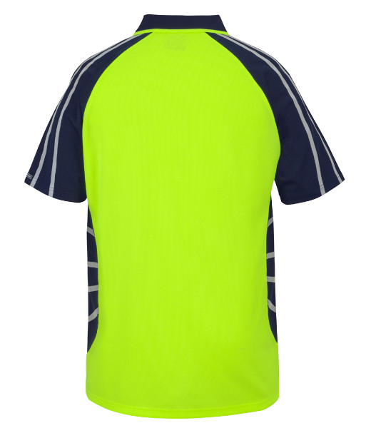 6HSSR JB’s Hi Vis Short Sleeve Street Spider with Reflective Stripes Polo, Lime/Navy, Sizes 2XS to 5XL