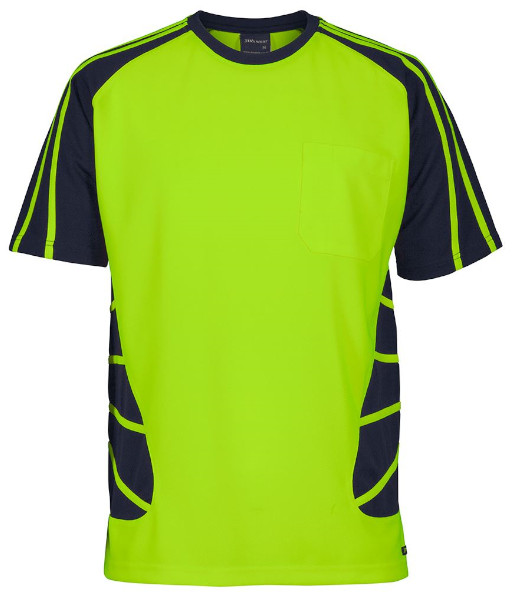6HST JB’s Hi-Vis Spider T-Shirt, Lime/Navy, Sizes XS to 5XL