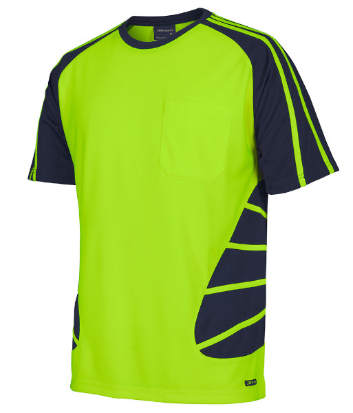 6HST JB’s Hi-Vis Spider T-Shirt, Lime/Navy, Sizes XS to 5XL
