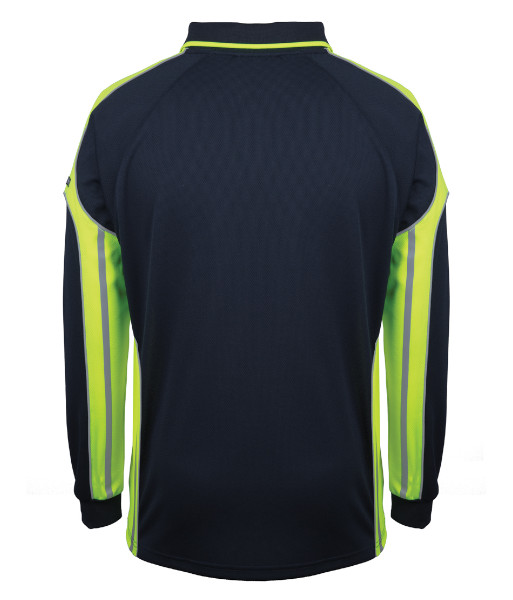 6SPPL JB’s Long Sleeve Street Panel Polo, Black/Lime, Sizes 2XS to 5XL