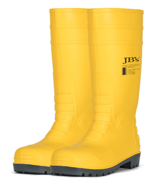 9G1 JB’s Steel Toe Cap & Steel Plate Safety Gumboots (Food Grade Safety), Yellow, Sizes 3 to 14