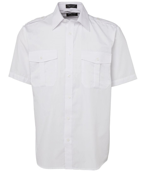 6E JB’s Short Sleeve Epaulette Shirt, White, Sizes 2XS to 6XL/7XL