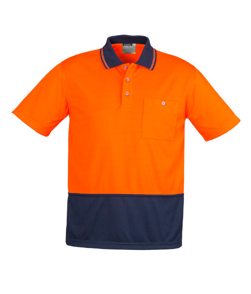 ZH231 Syzmik Unisex Hi Vis Basic Short Sleeve Polo, Orange/Navy, Sizes 2XS to 7XL