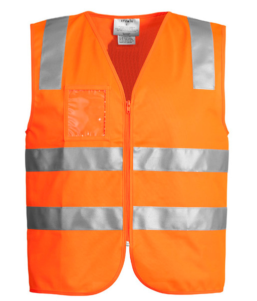ZV998 Syzmik Unisex Hi Vis Day/Night Zip Vest, Orange, Sizes XS to 7XL