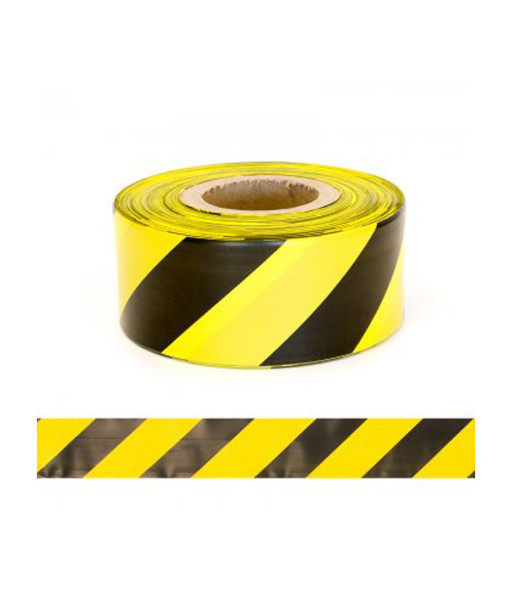 BW-WT Esko PE Barrier Diagonal Stripe Warning Tape, Yellow & Black, 75mm x 250mm