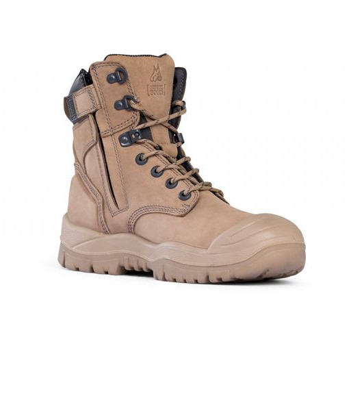561060 Caution Mongrel High Ankle Zip Sided Steel Toe Safety Boot, Stone, Sizes 5 to 13
