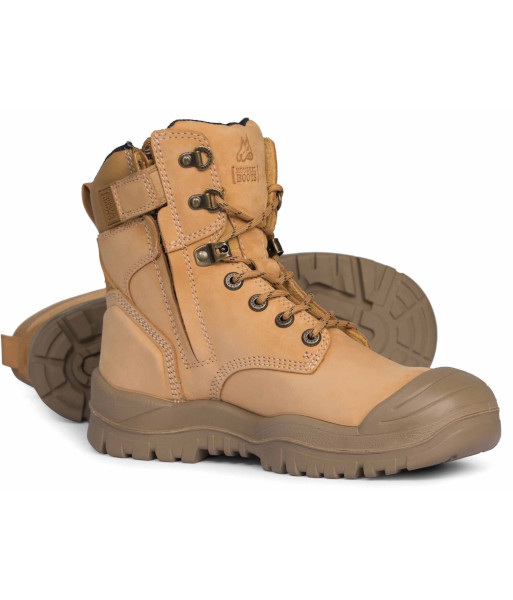 M561050 Esko Mongrel High Zip Sided Scuff Cap Steel Toe Safety Boot, Wheat, Sizes 5 to 13 (Half Sizes Available)