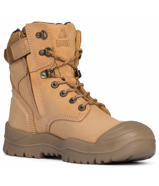 M561050 Esko Mongrel High Zip Sided Scuff Cap Steel Toe Safety Boot, Wheat, Sizes 5 to 13 (Half Sizes Available)