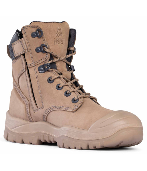 M561060 Esko Mongrel High Zip Sided Scuff Cap Steel Toe Safety Boot, Stone, Sizes 5 to 13