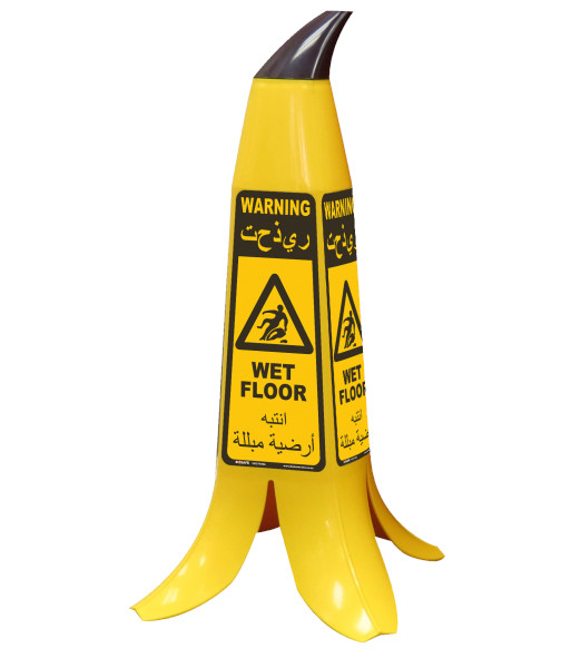 VBC701BA Caution Banana ‘Wet Floor’ Cone (English/Arabic), 600mm & 900mm