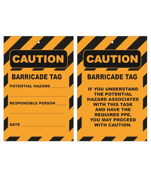 VL7203 Caution NT Lockout Tag – Caution Barricade Tag – 90x135mm