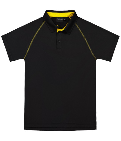 XTPK Cloke Kids Short Sleeve XT Performance Polo, Black/Gold, Sizes 6 to 14