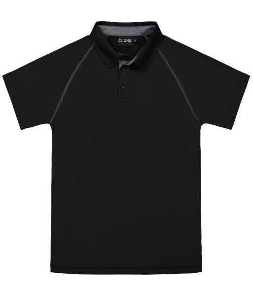 XTPK Cloke Kids Short Sleeve XT Performance Polo, Black/Grey, Sizes 6 to 14