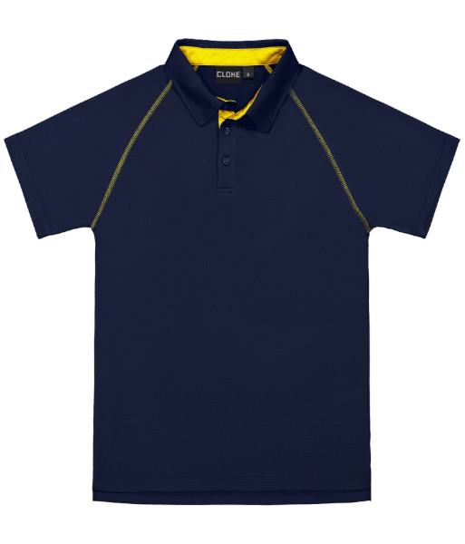 XTPK Cloke Kids Short Sleeve XT Performance Polo, Navy/Gold, Sizes 6 to 14