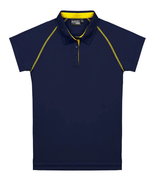 XTW Cloke Womens Short Sleeve XT Performance Polo, Navy/Gold, Sizes 8 to 22