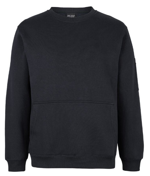 6CCF JB’s 350 Premium Trade Crew Neck Fleece, Black/Black, Sizes 2XS to 5XL